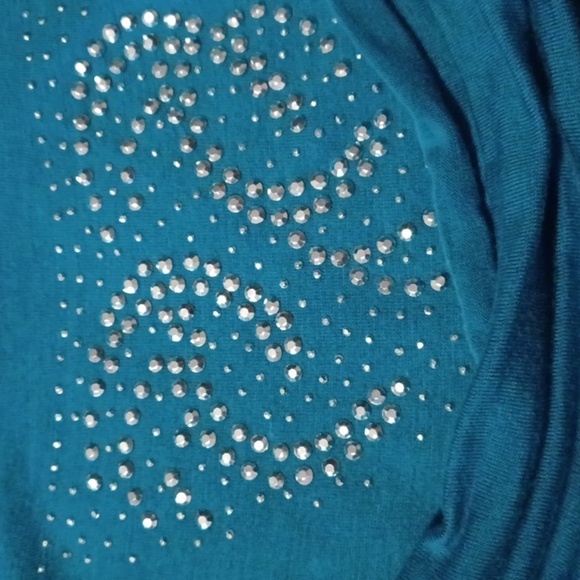 💙🌺Jason Maxwell turquoise Ruched Embellished Tank - Picture 3 of 10